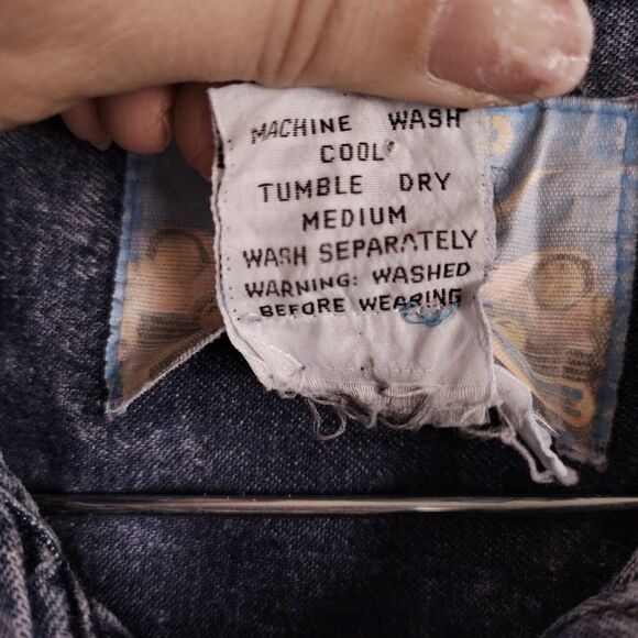 Vintage Don't Stop Acid Wash Denim Cutoff T Shirt Size M 90s Made In Hong Kong - Picture 5 of 7